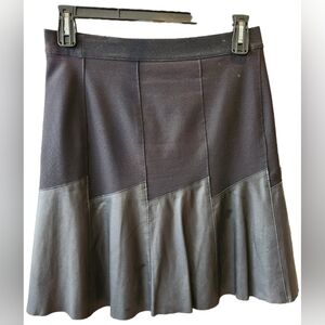 Elie Tahari knit and vegan leather lined midi skirt